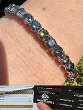 Real Iced Blue Gray MOISSANITE 5mm Tennis Bracelet 925 Silver Passes Tester