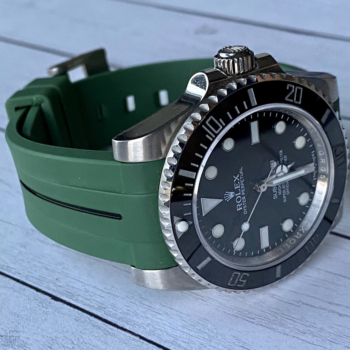 ロレックス　換えラバーベルト　 BLACK　BLUE　GREEN ロレックス ROLEX 互換 腕時計 ラバーベルト バックル付き 社外