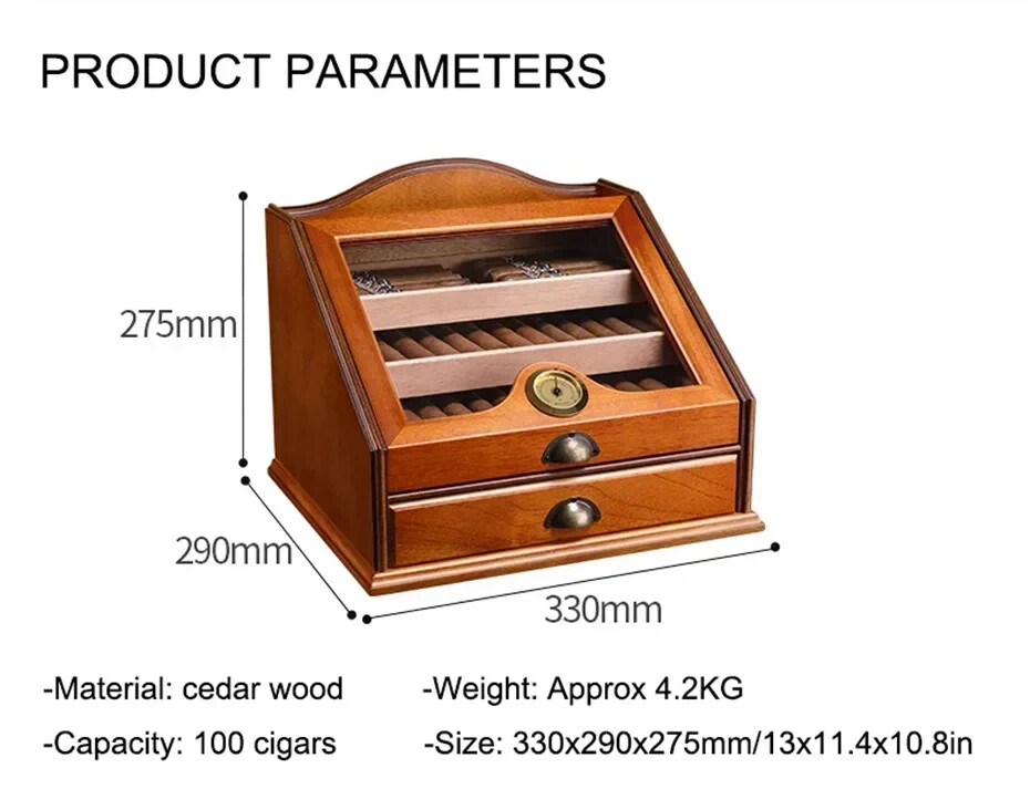 100 Count Luxury Cigar Cedar Wood Display Cabinets Cigar