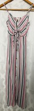 Mimi Chica Midi Sundress Women’s S Front Tie Button Up Pink Striped Beach Boho