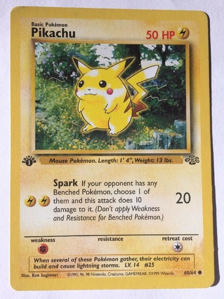 1995 Pokemon Jungle Pikachu #60 First Edition NM
