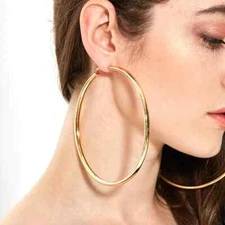 Women's Fashion Jewelry Gold Or Silver Large THICK  4" 100mm Hoop Earrings 1-119