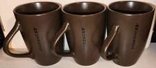 SET OF 3  STARBUCKS (2011) 10.5 oz. Dark Brown Mugs (EUC)