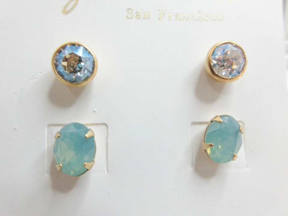 14K GP Liz Palacios DOS Pares Halo Azore Color y Ópalo del Pacífico Pendientes NUEVO Foto 4 de 4