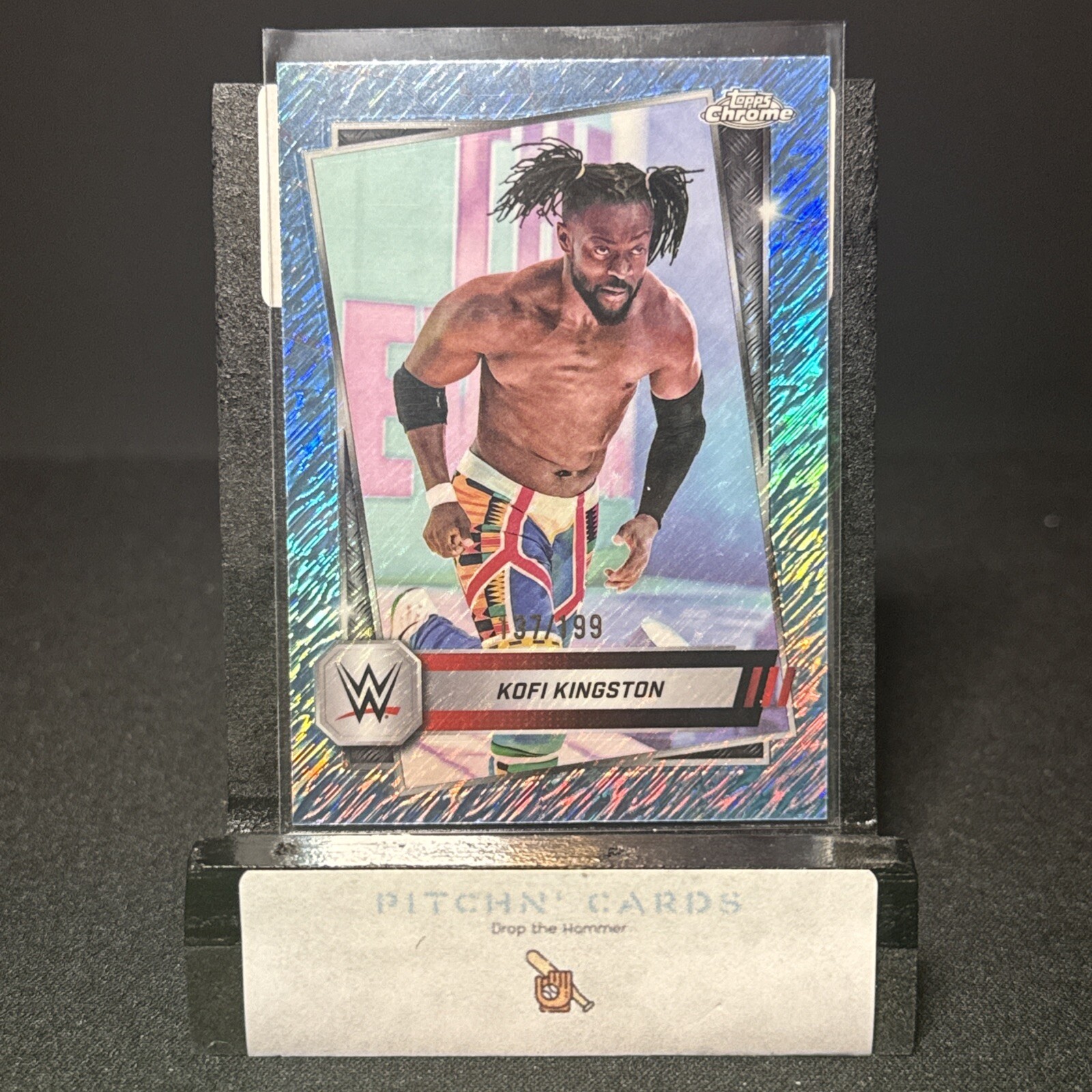 2025 Topps Chrome Kofi Kingston Aqua Shimmer #’d /199