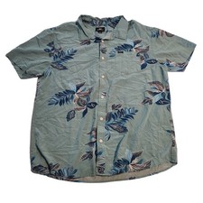 O'Neill Hawaiian Shirt Light Blue Palm Tropical Floral Short Sleeve Mens XL