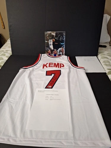 SHAWN KEMP SIGNED AUTOGRAPHED USA 🏀 BASKETBALL CUSTOM JERSEY XL BECKETT COA