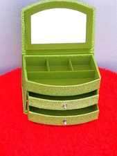 Sparkle Glamour Jewelry Box Organizer (Green, with Drawers)