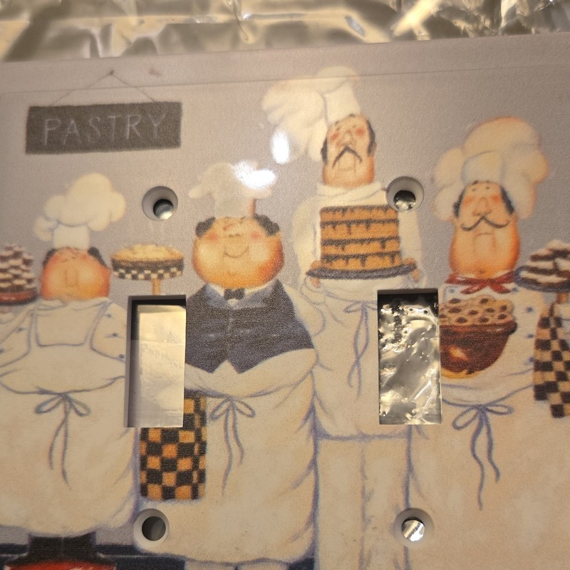2-Gang Decorator/Rocker Light Switch Wall Plate Pastry Chef Kitchen Gloss