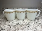 VTG 3 Corelle Pyrex BUTTERFLY GOLD MUGS 1410 D Handle Tea Coffee Cups Set Mugs