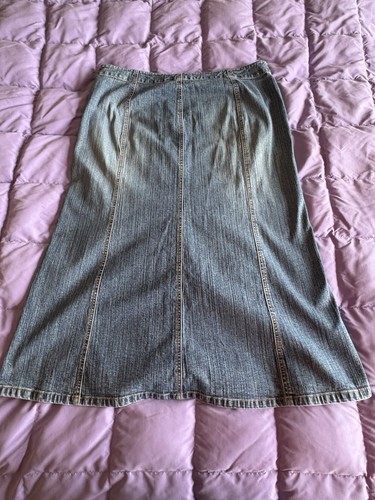 Women's Vintage Y2K Gap Jean flare A-Line Denim Ankle Length Skirt Sz 14 - Picture 5 of 10