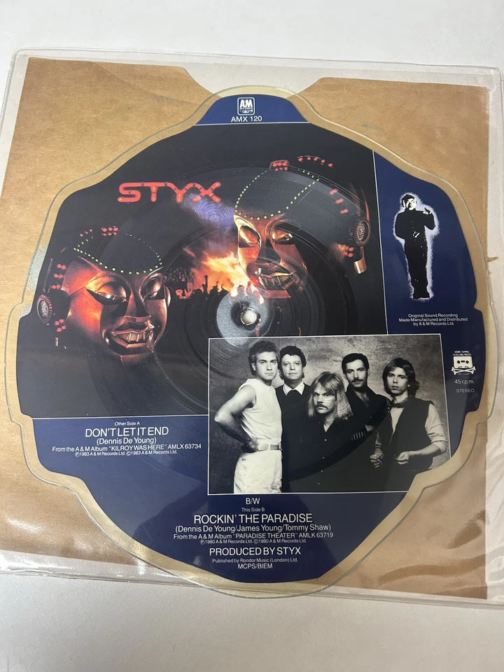STYX Don't Let It End Shaped Picture Disc Pic Lp 1983 A&M Records AMX 120 UK - Image 3 of 4