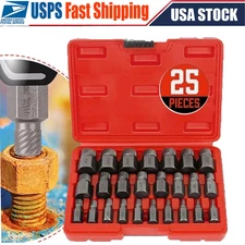 25Pcs Multi-Spline Screw Extractor Set Hex Head Bit Socket Wrench Bolt Remover