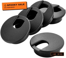 2 Inch Desk Grommet 50mm - 5 Pack Black Plastic Cable Management Kit, Wire Cov