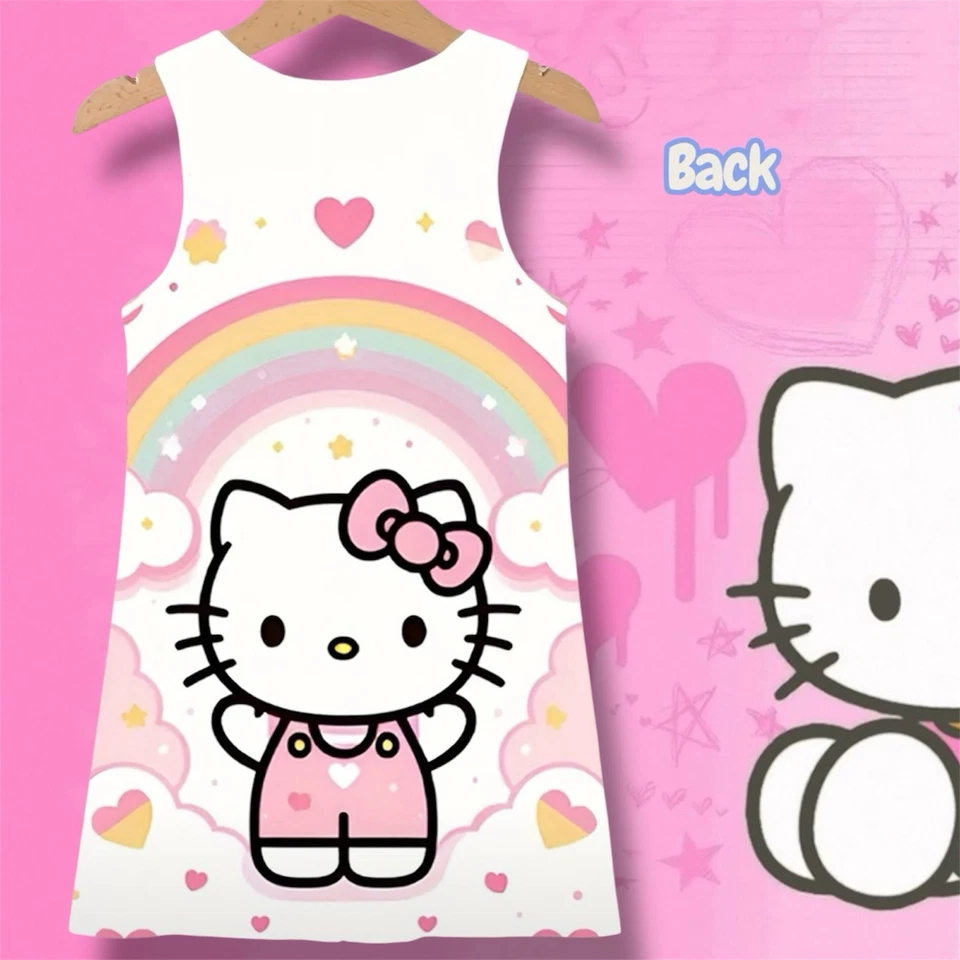 Niñas 4-5 Años Vestido Camisón Encubrimiento Hello Kitty Tanque Suave VIAJEROS Foto 2 de 4