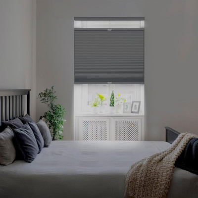 Cordless 1.5'' Blackout Cellular Shade, Top Down Bottom Up, 39''x64'', Anchor Gray