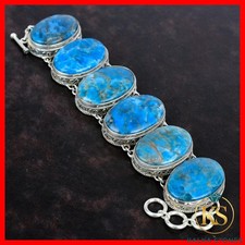 Neon Apatite Stone Chain Vintage Engagement Bezel Elegant Bracelet 925 Silver