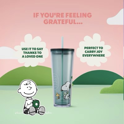 2025 PEANUTS X STARBUCKS Love Plastic Cold Cup Tumbler 24oz Snoopy