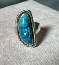 Silpada Sterling Silver & Turquoise Ripple Ring R3482 Size 11  $99