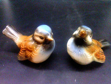 2× GOEBEL-PORZELLAN-FIGUR -Vogel-Paar-Spatzen-CV 72 & 73 -braun-blau -Topzustand