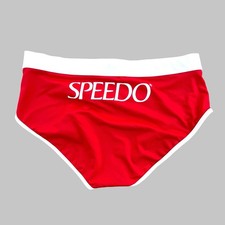 Speedo Men red Retro old school swim Brief swimwear size 30 32 34 36