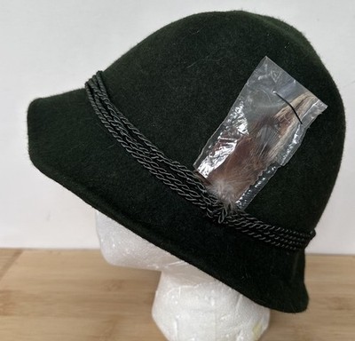 German Tyrolean Hunting Hat Wool Felt Alpine Bavarian Oktoberfest Size 57 NOS