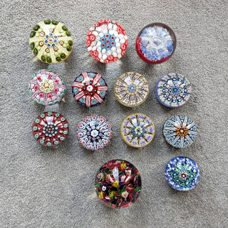Millefiori Glass Paperweights Lot/Collection Multicoloured Assorted Designs
