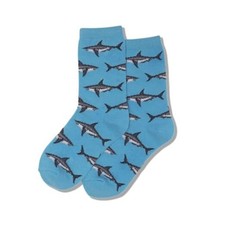 Boys' Big Fun Animal Crew 1 Pair Pack Large-X-Large Great White Sharks Aqua 