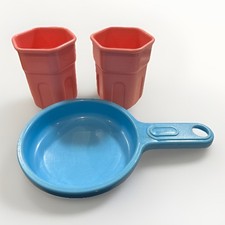 Vintage Little Tikes Pink Cups Blue Pan Kitchen Lot Dishes Tumbler