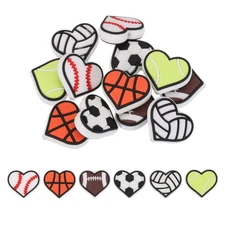 12pcs 6 Styles Heart Shape Sports Ball 29mm with 3mm Hole, Multicolor