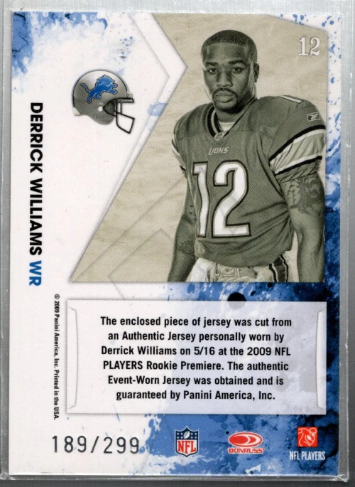 2009 Rookies Stars Freshman Orientation Materials #12 Derrick Williams Jsy /299 - Image 2 of 2