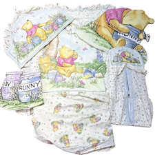 Vintage Disney Classic WINNIE THE POOH Crib Bedding Set 1996 Quilt Sheet Decor