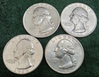 Lot of Four (4) 1960's Washington Quarters, AU Condition, 90% Silver