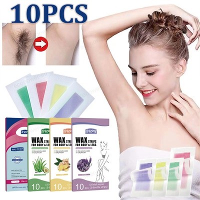 10X Double Sided Hair Removal Paper Cold Wax Strips Body Depilatory Patch Skin