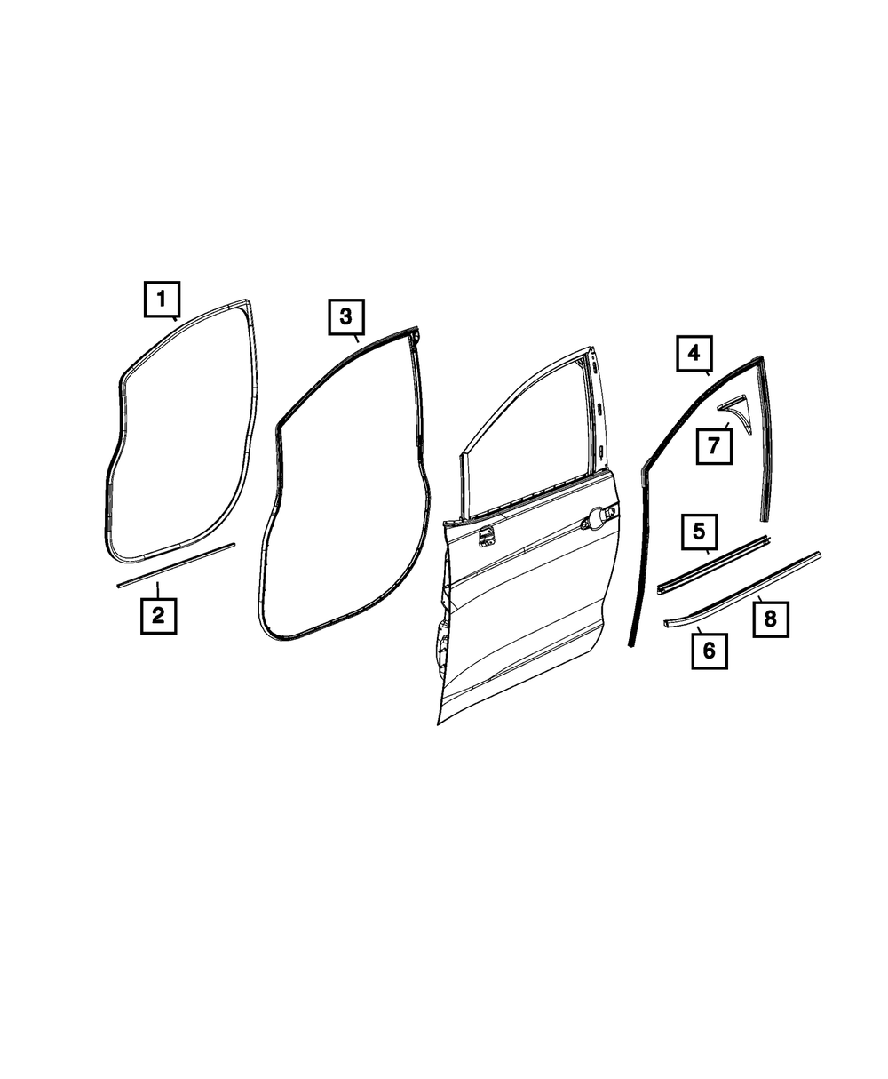Genuine Mopar Front Door Belt Outer Weatherstrip Left 68448171AA
