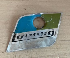 LUDWIG Blue Olive BADGE 70s 80s Vtg Pointy Corners Ser 1559052 Logo Plate Emblem
