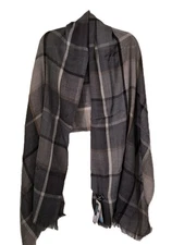 Pure Wool Kitty Shawls Large Shawl Wrap Plaid Check Quiet Luxury Neutral Capsule