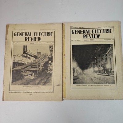 Lot of 2 General Electric Review Magazines Jan 1918 Dec 1919 Antique Engineering