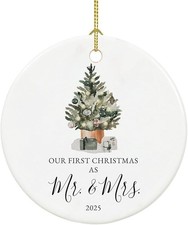 Our First Christmas Married Ornament 2025 Ceramic Ornament