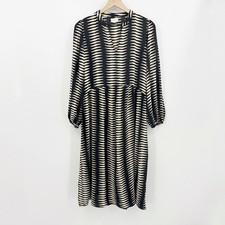 World Market Black Cream Geometric Print Viscose Midi Dress S/M Indie Tribal