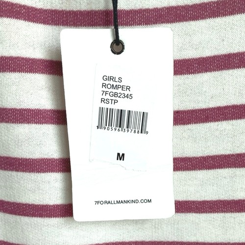NEW 7 FOR ALL MANKIND Striped Jersey Cotton Romper Pockets Shoulder Snaps Girl M - Picture 8 of 9