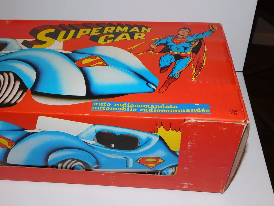 VINTAGE 1979 FABIANPLASTICA SUPERMAN CAR - ITALY IMPORT - RARE UNUSED NEW - CIB - Image 3 of 4