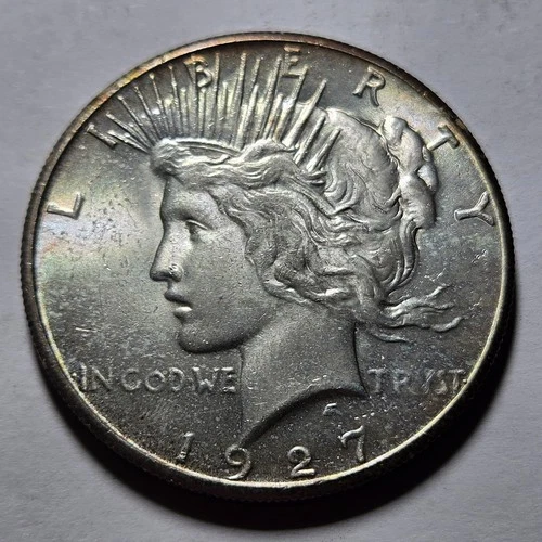 1927-P PEACE Liberty $1 Dollar Silver Coin ~Hi Grade Uncirculated BUnc Edge Tone