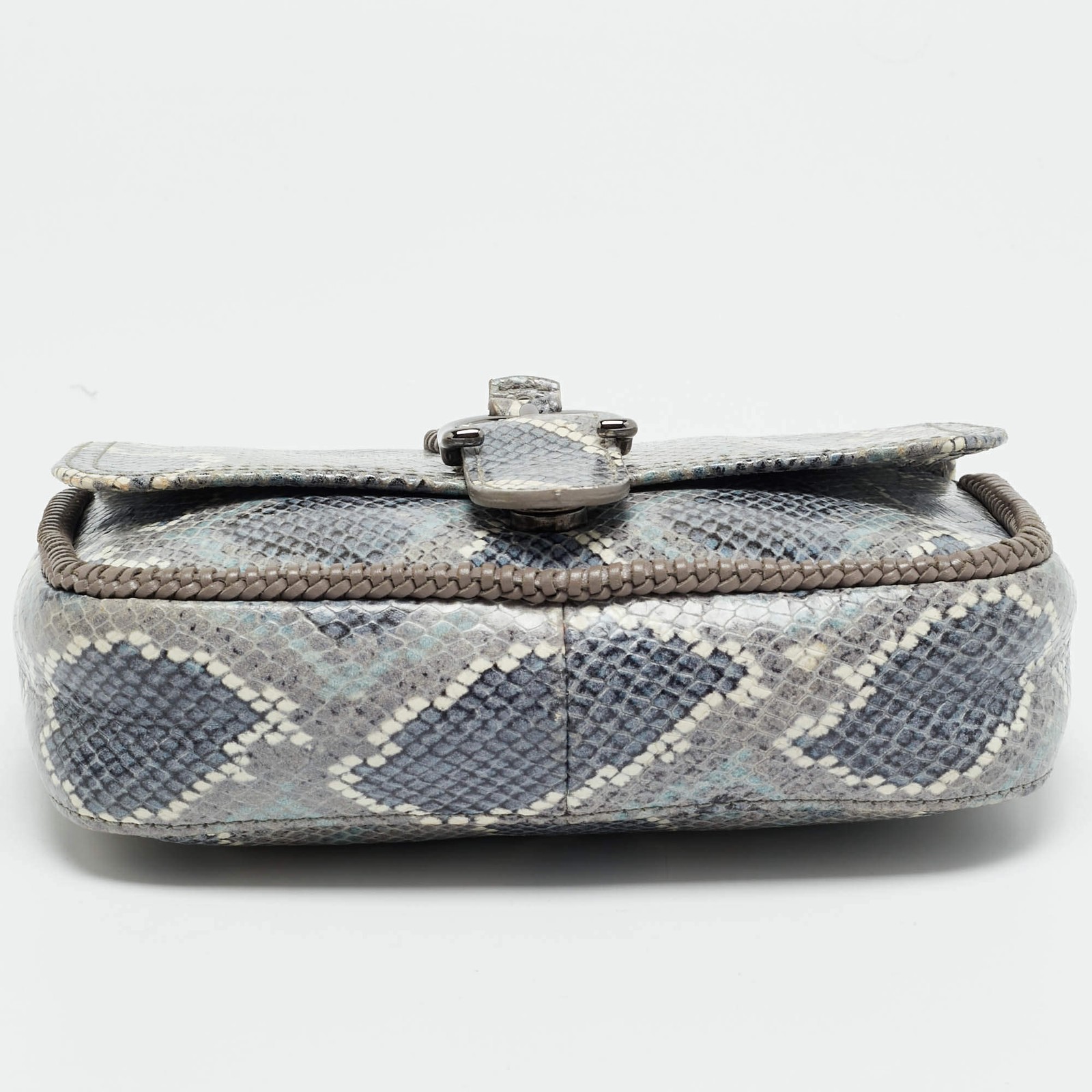 Longchamp Amazone Blue Python Embossed Leather Cr… - image 6