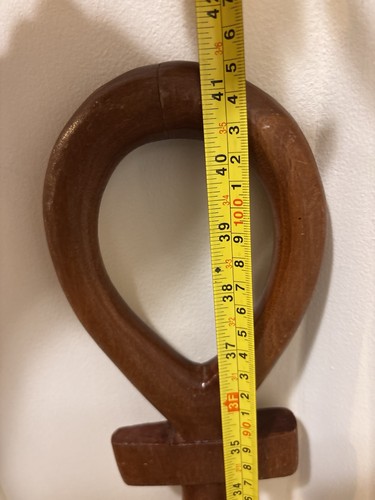 Vintage Ankh Walking Cane Carved Dark Wood MCM African Egyptian - Picture 4 of 12