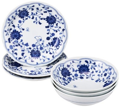 Sunupii 630743 Indigo Arabesque Dish Pot, Set of 3, Set of 6, Comes in a Pres...