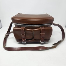 Vintage Leather Camera Bag Case Gadget Bag W Shoulder Strap Made In Japan