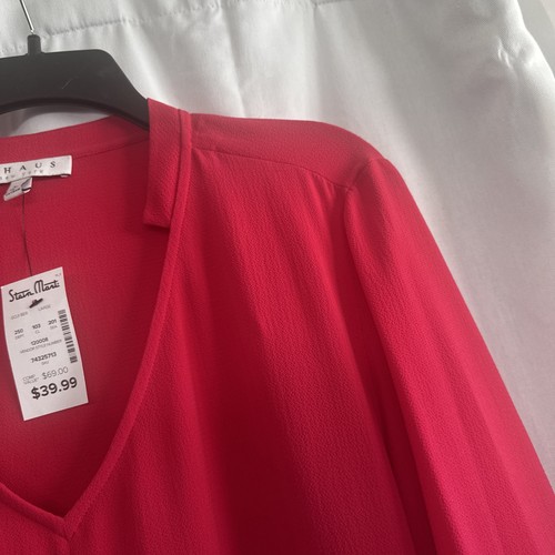 Chaus New York Damenbluse rosa Rollriegelärmel neu mit Etikett Größe Large - Bild 4 von 9