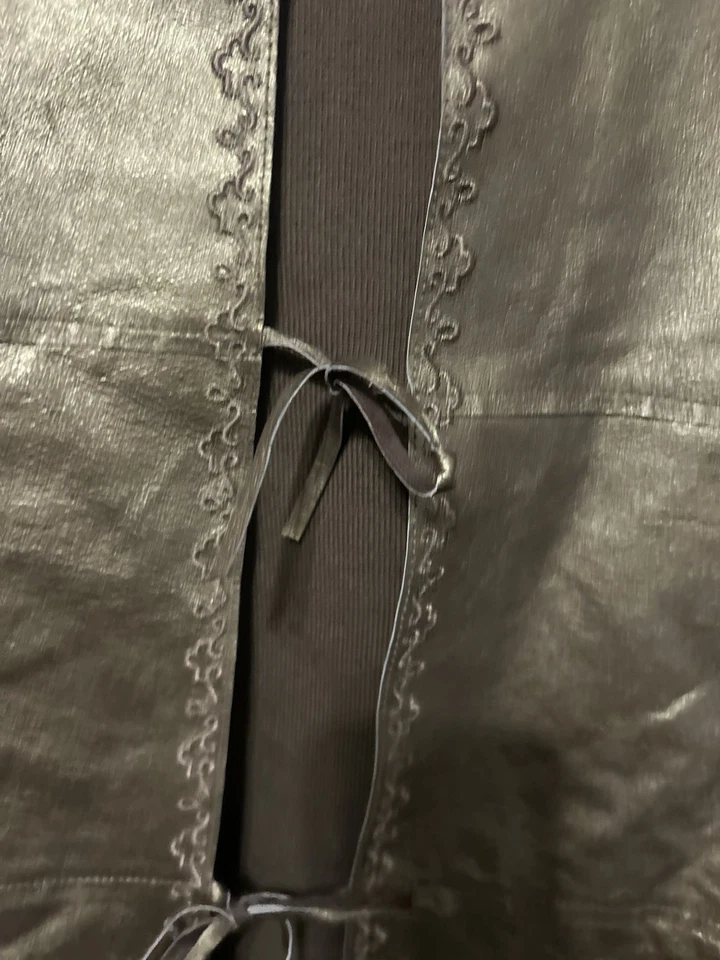 Chaleco JH Collectibles Cuero y Tejido Marrón Occidental Boho Azteca Corbata Frontal Talla XL Foto 4 de 4