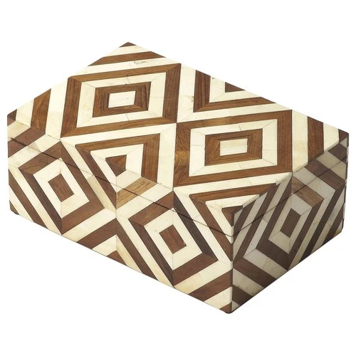 Butler Specialty Hors Doeuvres Maya Storage Box In Wood And Bone Inlay - Picture 1 of 2